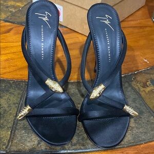 Giuseppe Zanotti Black and Gold Heels with Luxurious Accents